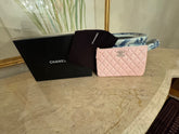 Chanel pink Caviar leather zip pouch