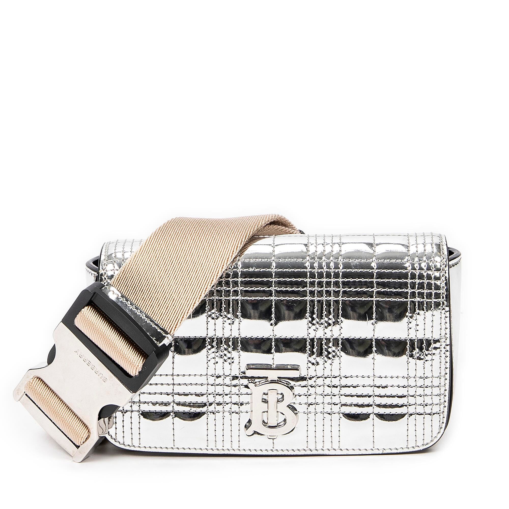 Burberry Silver Leather Belt Bag