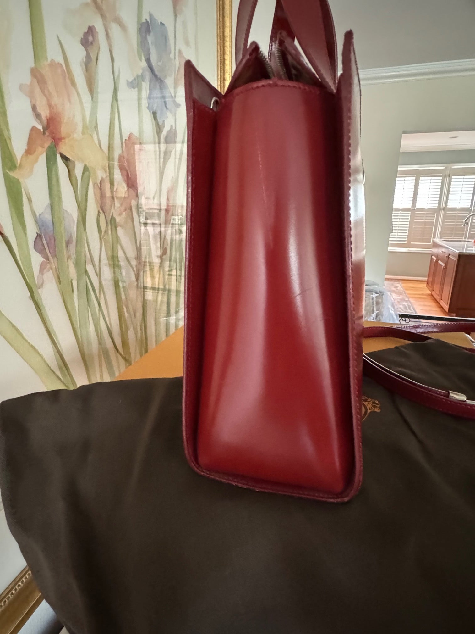 JP Tod's Red Leather Bag with Top Handles and Removable Shoulder Strap