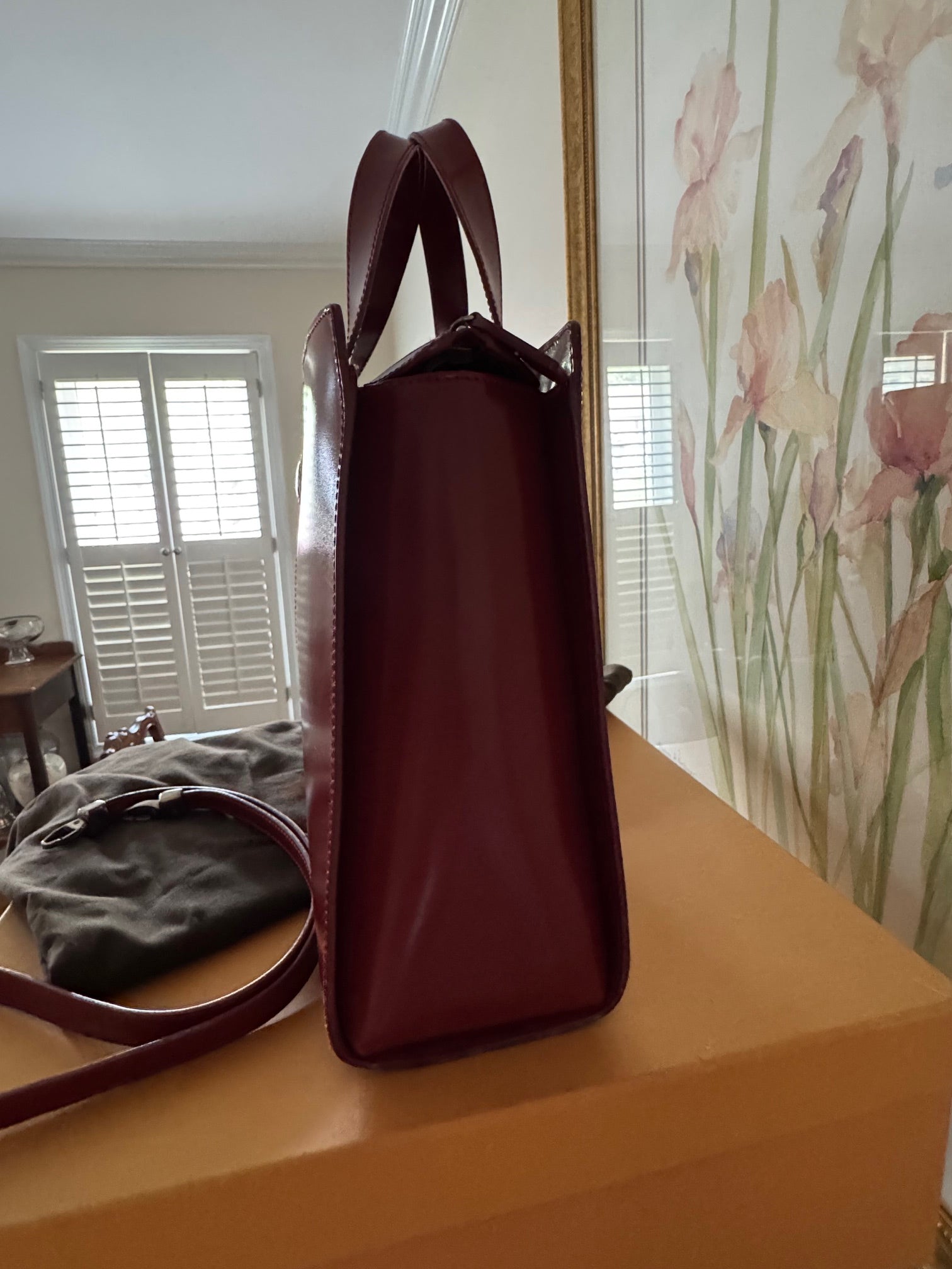 JP Tod's Red Leather Bag with Top Handles and Removable Shoulder Strap