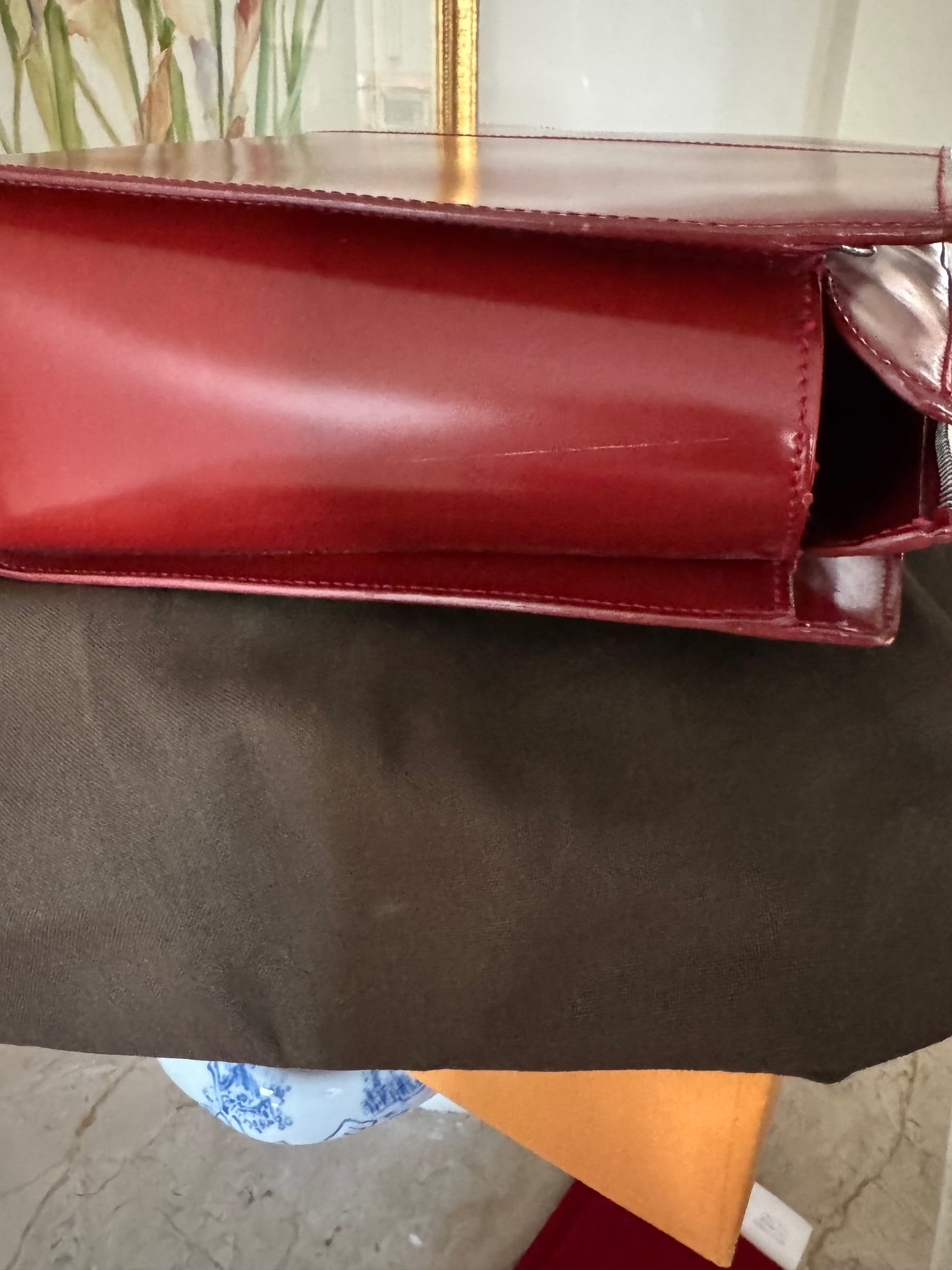 JP Tod's Red Leather Bag with Top Handles and Removable Shoulder Strap