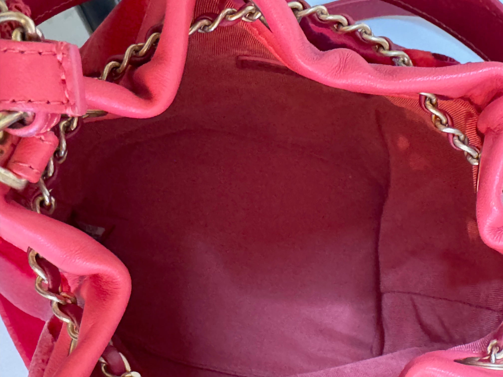 Pre-loved Chanel Camellia Velvet Drawstring Bucket Bag